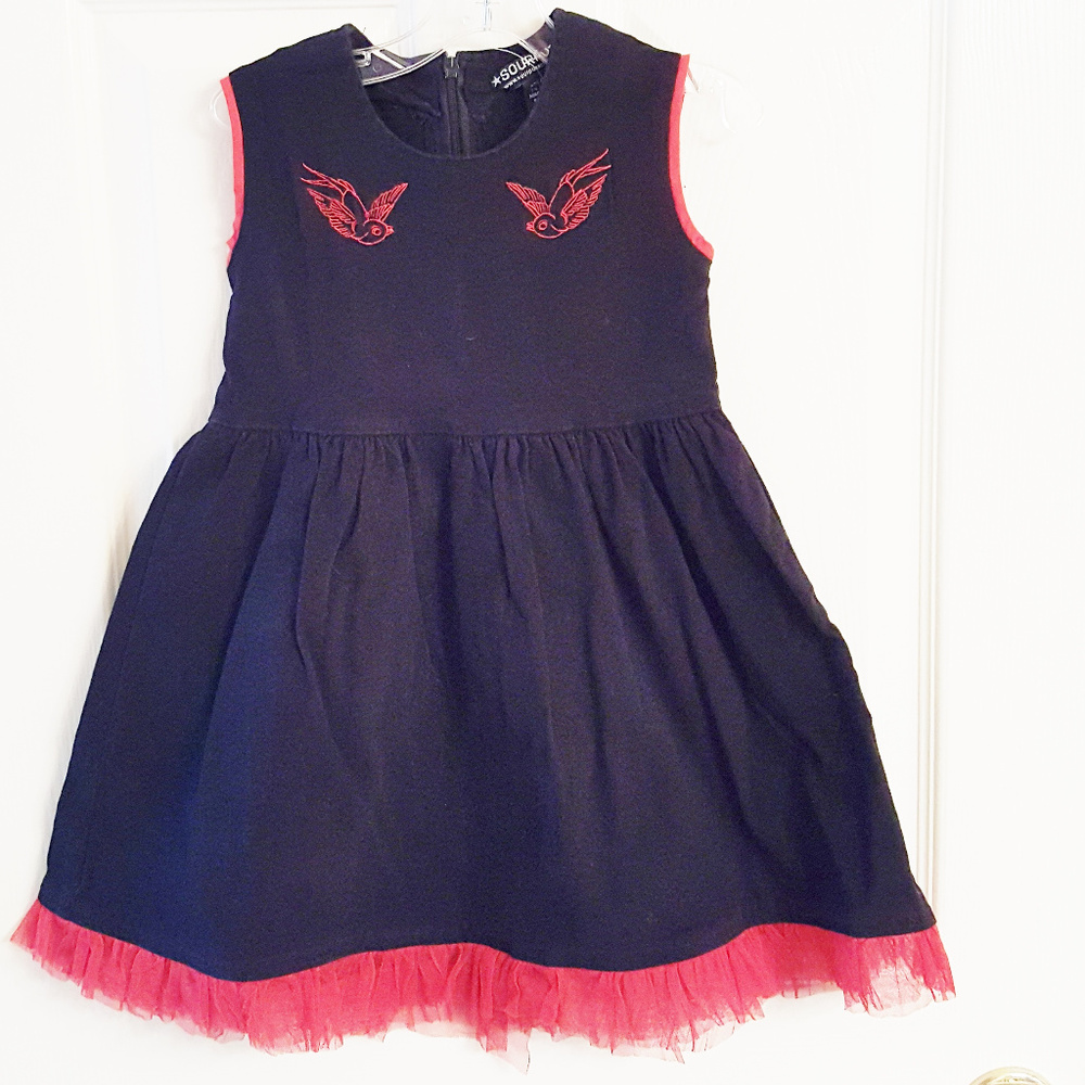 GIRLS Birds Tulle Dress NWT SOURPUSS Black/Red Designer Kids Wear Adorable
